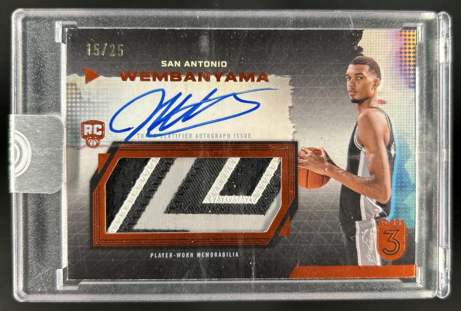 2023-24 Topps 3 Victor Wembanyama Rookie Relics Auto Prime Jersey Bronze RC #/25