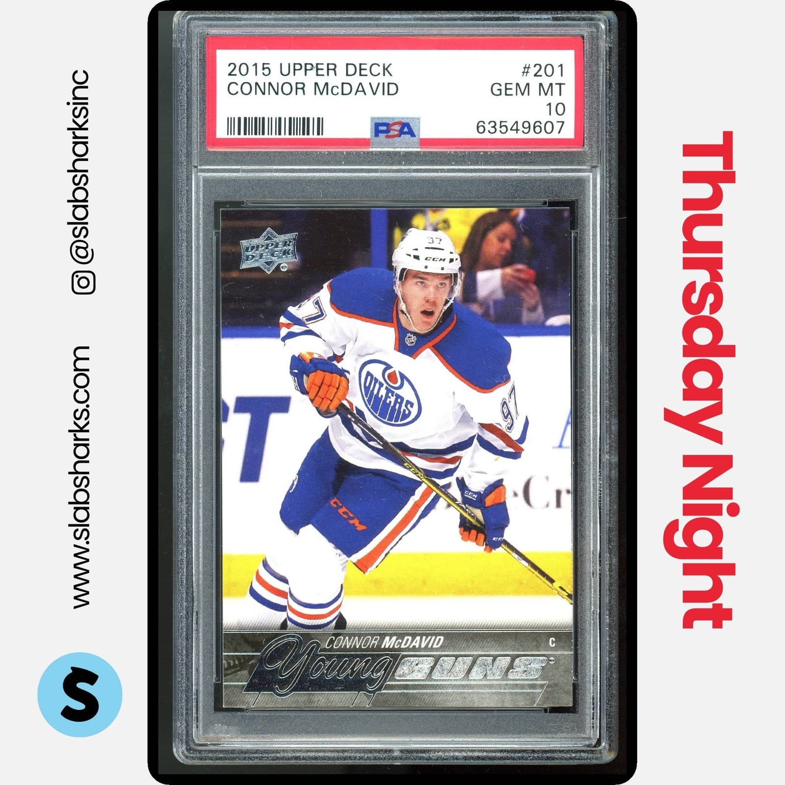 2015 UPPER DECK #201 CONNOR MCDAVID YOUNG GUNS RC ROOKIE PSA 10