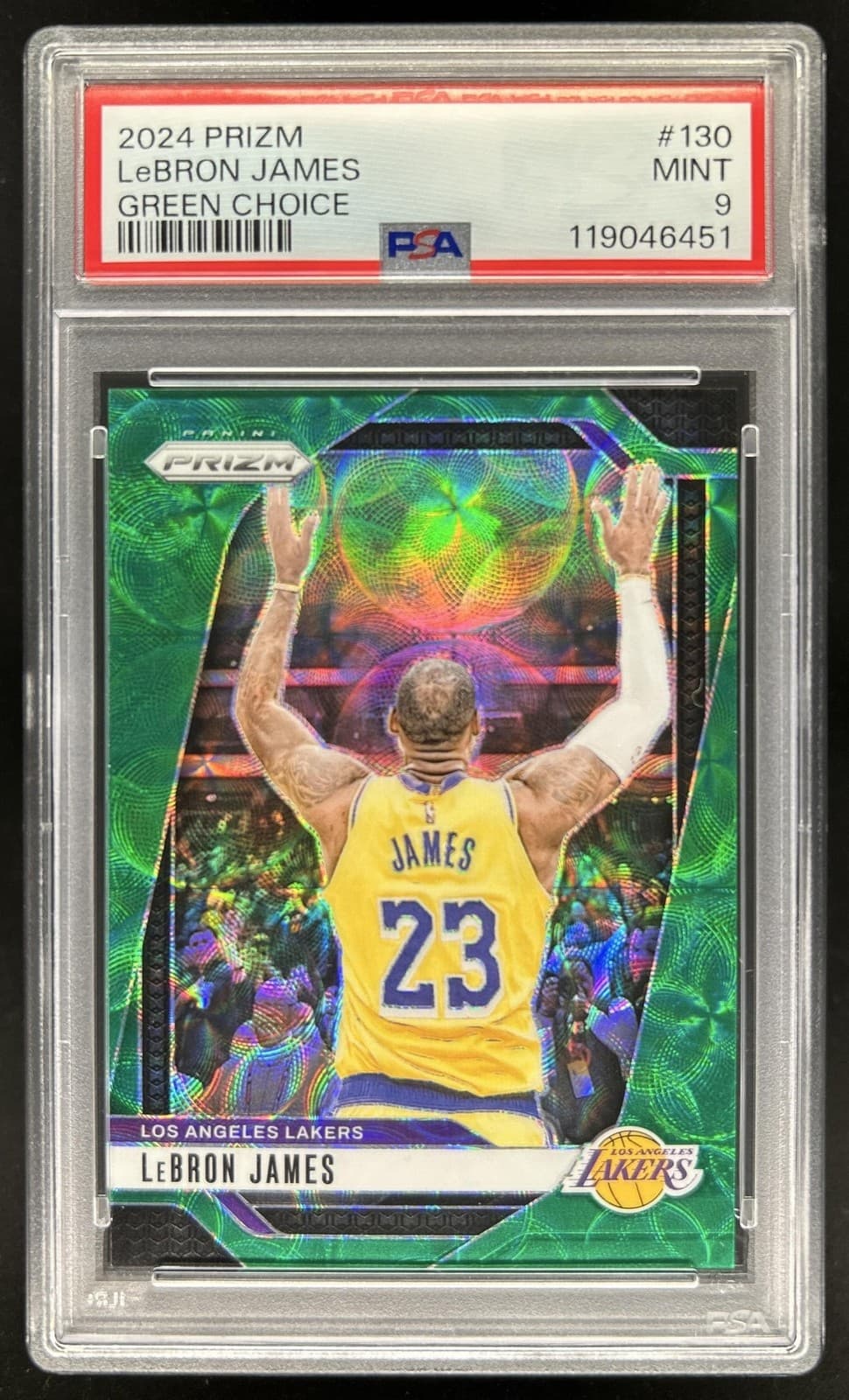 2024-25 Panini Prizm LeBron James Choice Green #/8 Lakers PSA 9