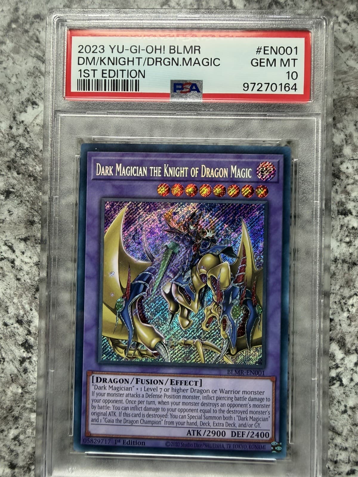 Yugioh! Dark Magician The Knight Of Dragon Magic BLMR-EN001 PSA 10 1st Ed SR