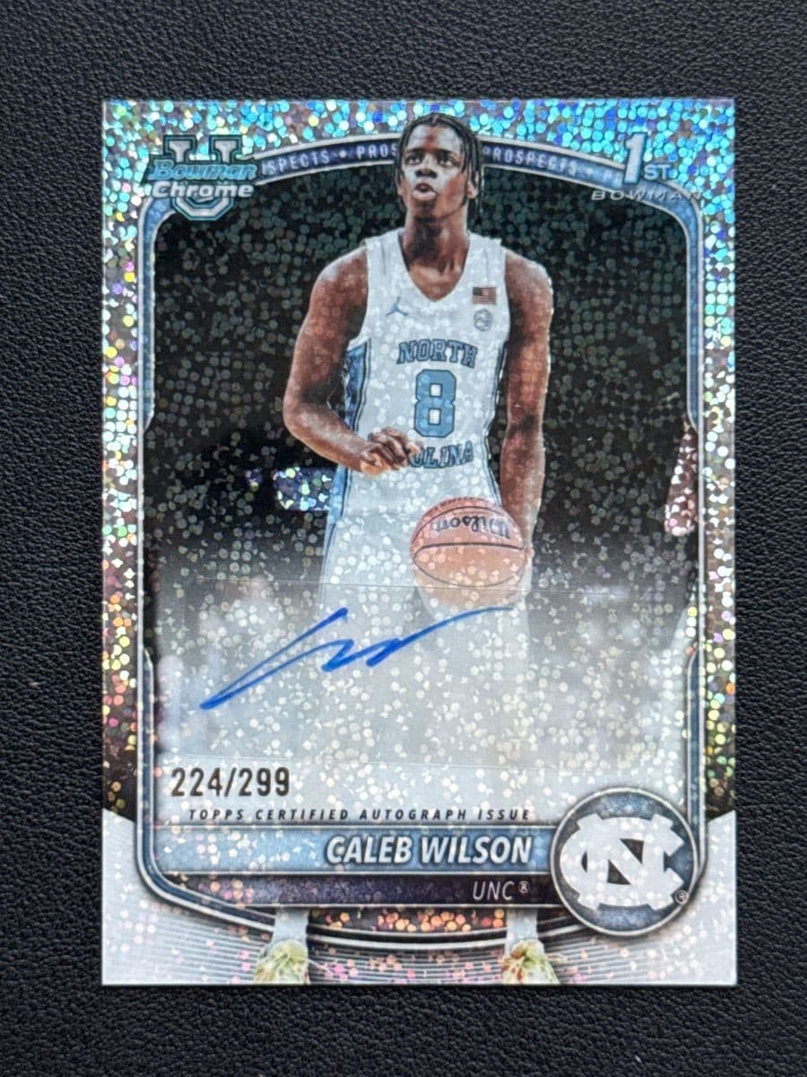 2025-26 Topps Bowman Chrome 1st Rookie Auto 224/299 Speckle Caleb Wilson