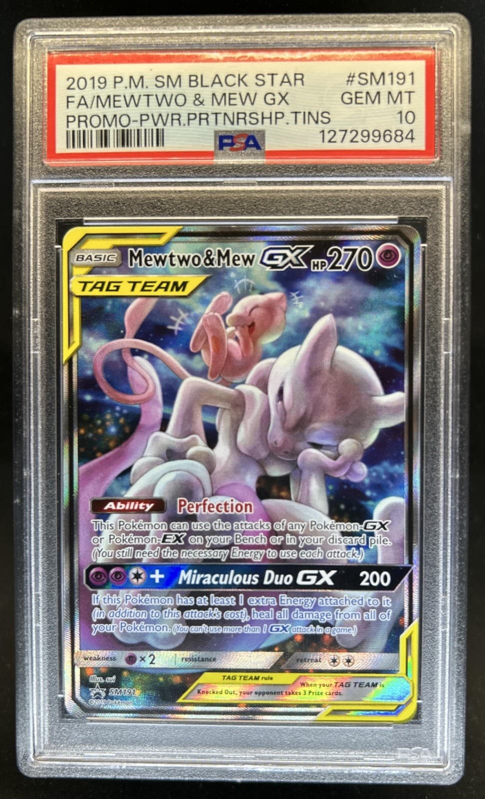 Pokemon SM Black Star Promos Mewtwo & Mew #SM191 PSA 10 GEM MINT