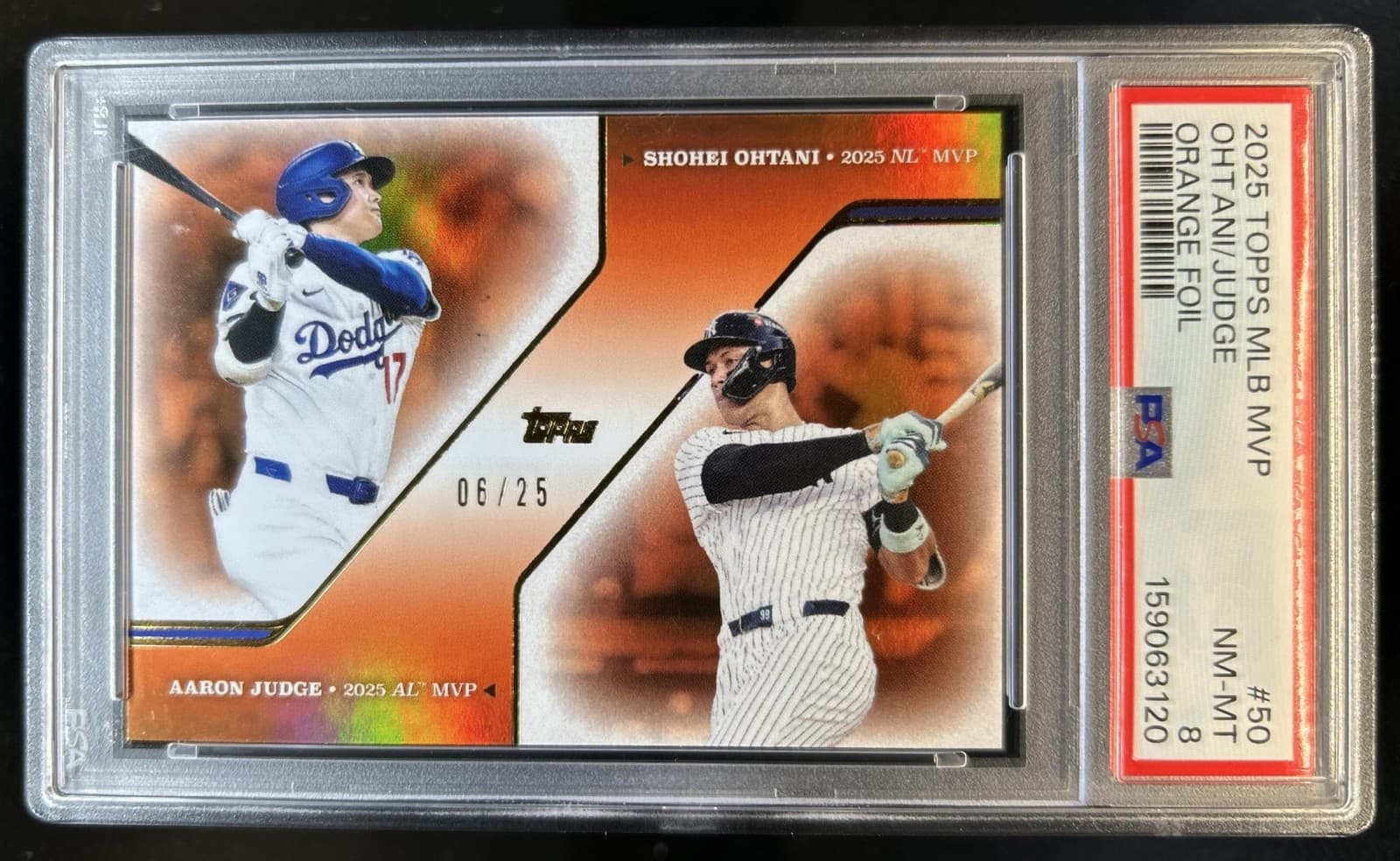 2025 Topps MLB MVP Shohei Ohtani Aaron Judge Orange Folil #/25