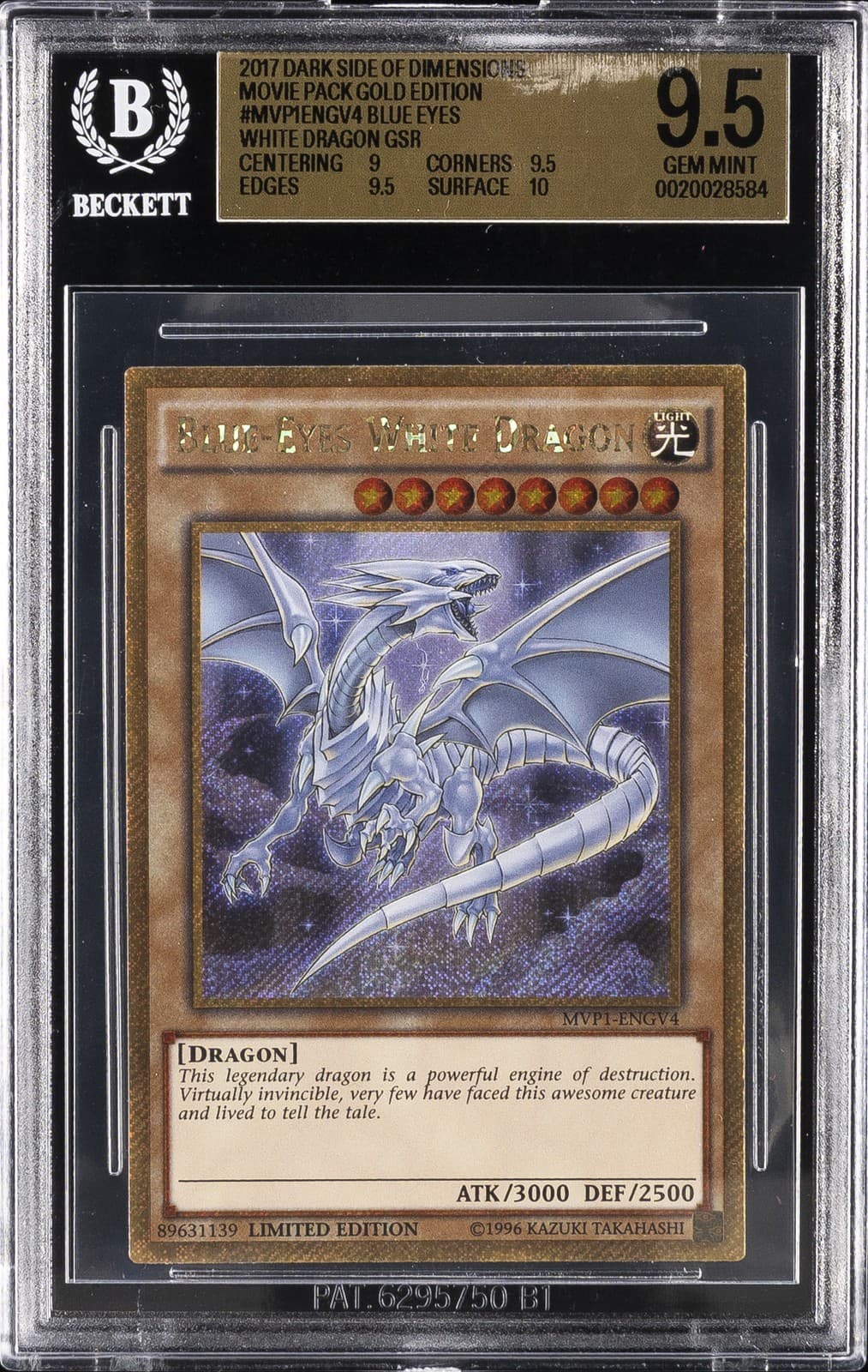 2017 Yu-Gi-Oh! the Dark Side of Dimensions Blue-Eyes White Dragon Bgs 9.5