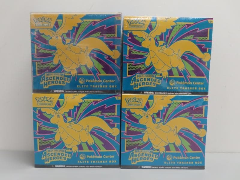 (4) Lot 2026 Pokemon Ascended Heroes Pokemon Center Sealed ETB Elite Trainer Box