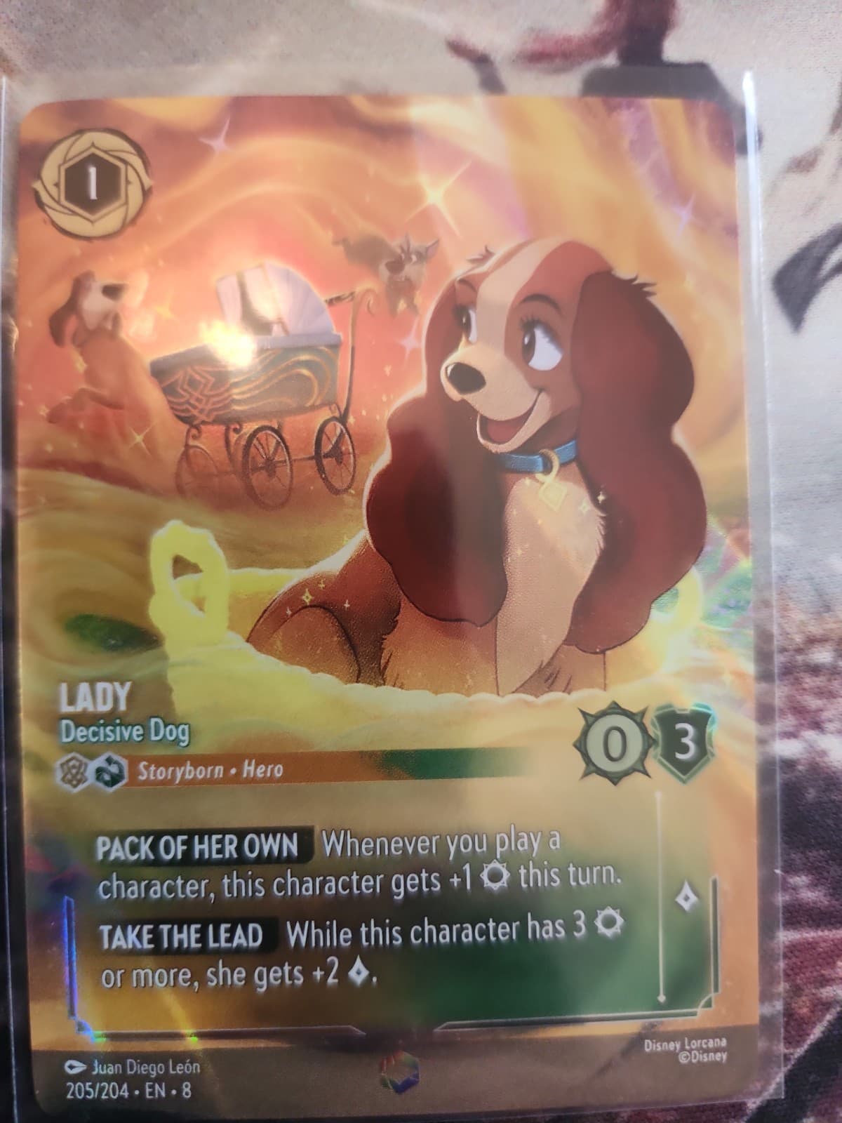 Disney Lorcana Lady - Decisive Dog Enchanted Foil Reign of Jafar 205/204