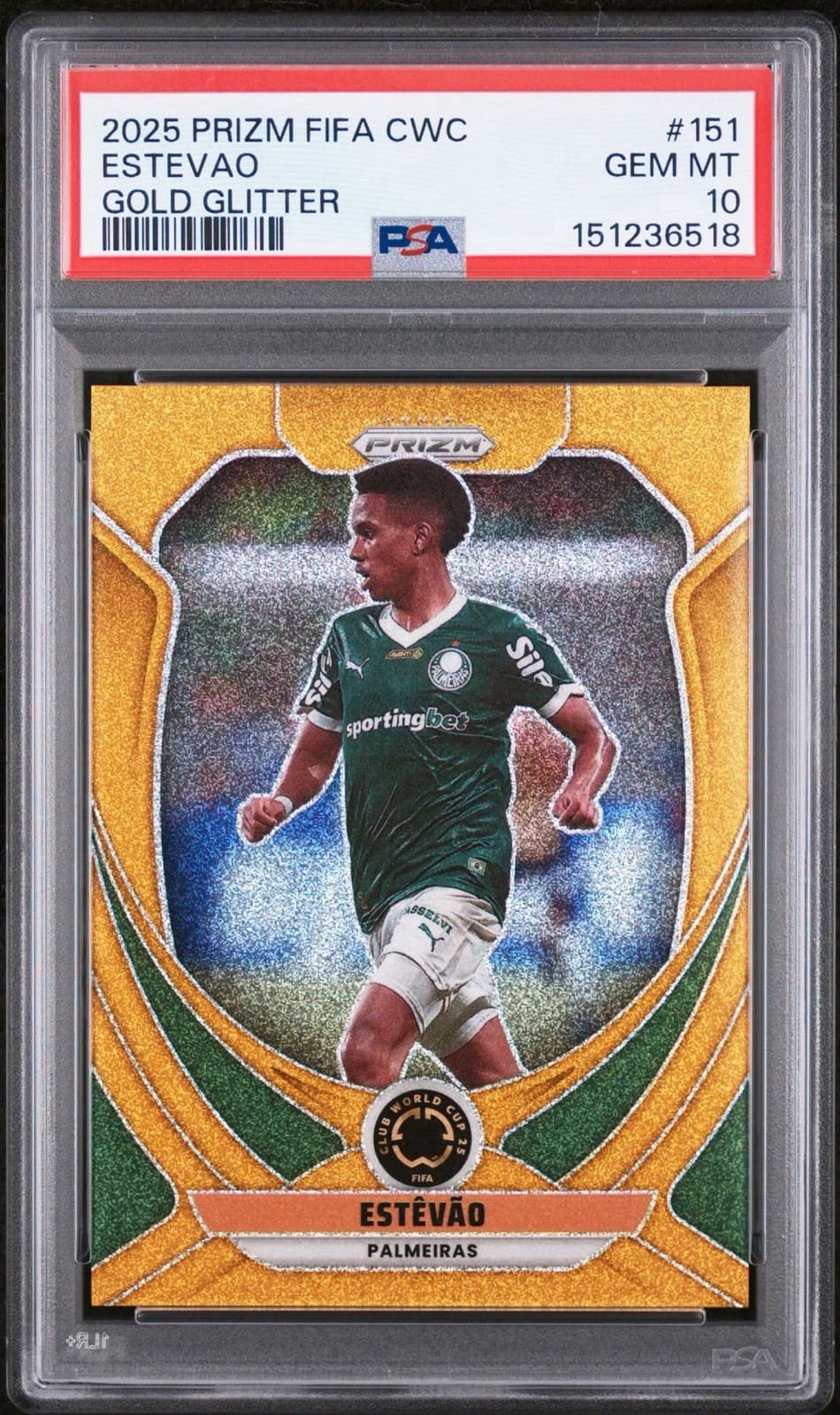 2025 PANINI PRIZM FIFA CLUB WORLD CUP 151 ESTEVAO GOLD GLITTER