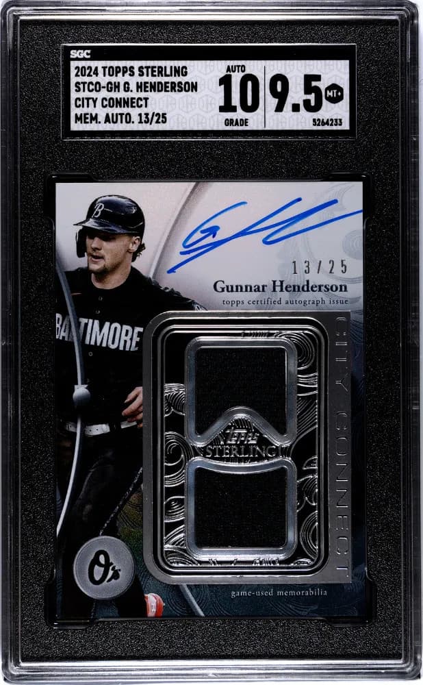 2024 Topps Sterling Gunnar Henderson #STCO-GH City Connect Mem. SGC 9.5 Auto 10