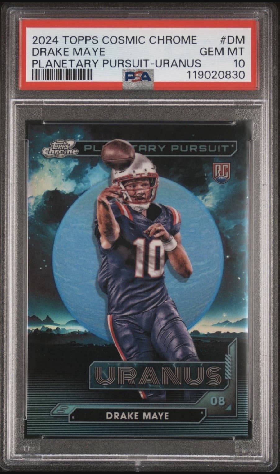 2024 Drake Maye Topps Cosmic Chrome Planetary Pursuit Uranus PSA 10 POP 18