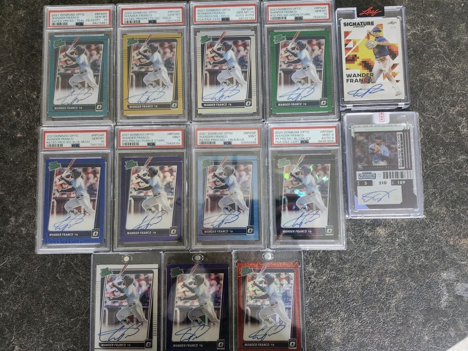 Wander Franco Rookie Baseball Card Collection PSA 9 10 1/1 /10 Auto Panini Leaf