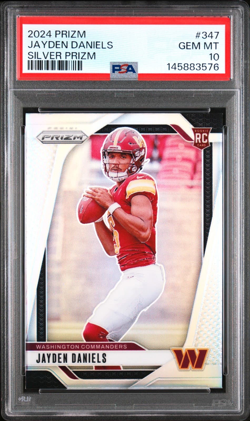 JAYDEN DANIELS 2024 PRIZM SILVER RC #347 PSA 10 GEM MINT! COMMANDERS! 145883576