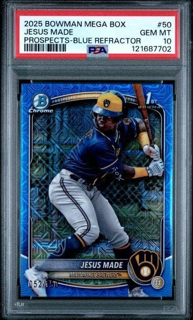 2025 Bowman Chrome Jesus Made 1st Bowman Blue Mojo Mega Box /150 #50 PSA 10