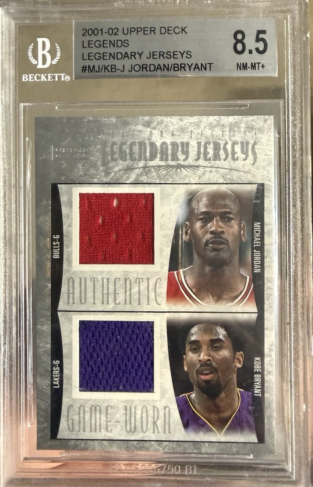 2001 Upper Deck Legends Michael Jordan Kobe Bryant Dual Game Worn Jersey BGS 8.5