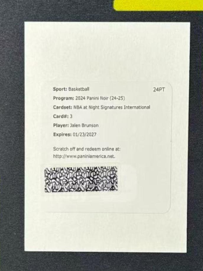 2024 Noir Jalen Brunson NBA at Night Signatures International Auto /15