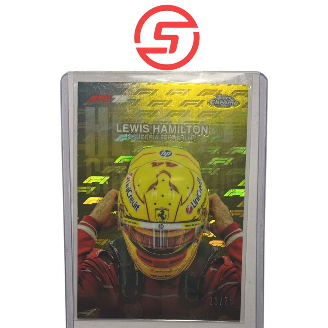 Lewis Hamilton 2025 Topps Chrome LogoFractor F1 HC-2 Yellow Refractor Helmet /75
