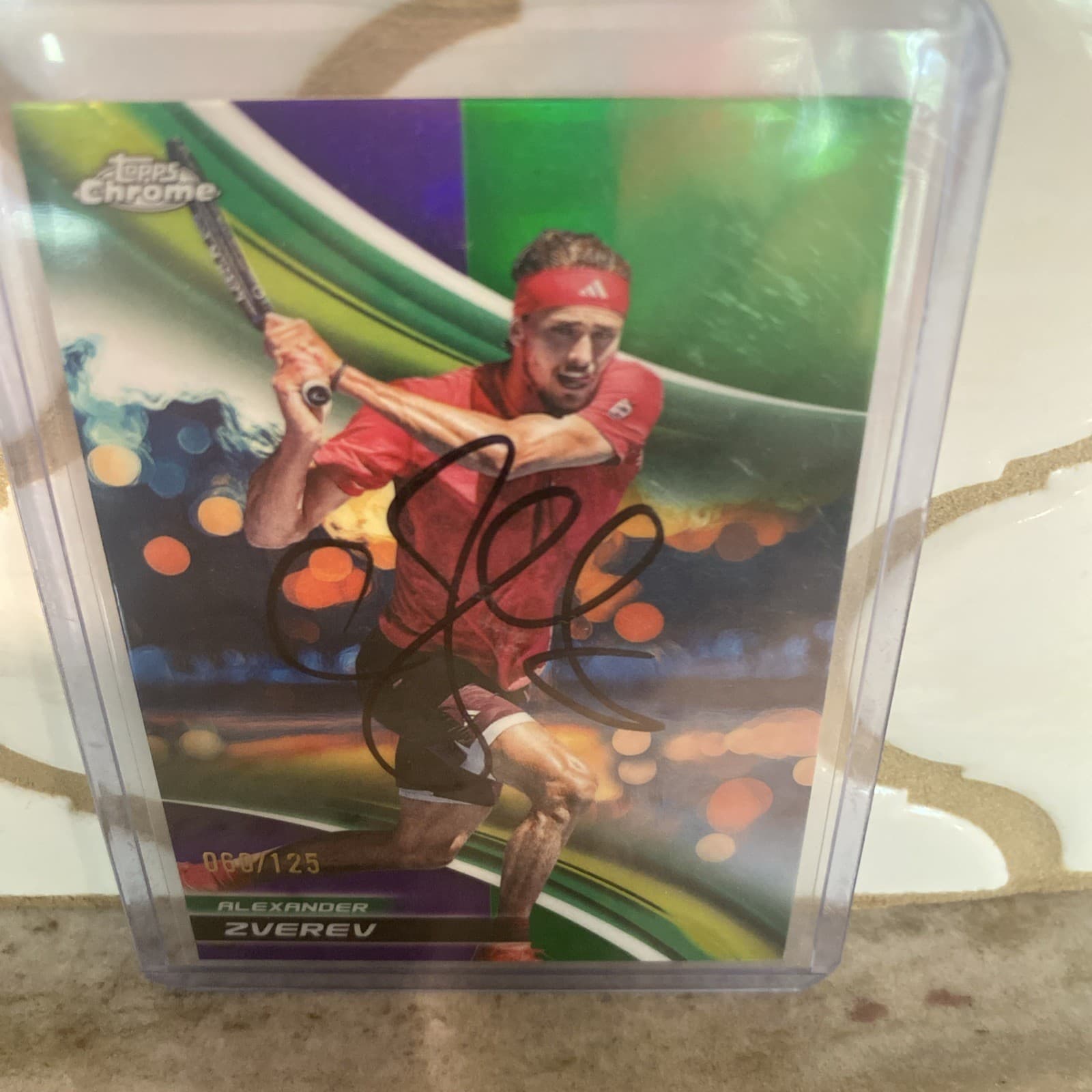Alexander Zverev /125 Topps Chrome Tennis 2025 On-Card Signed Auto Autograph 