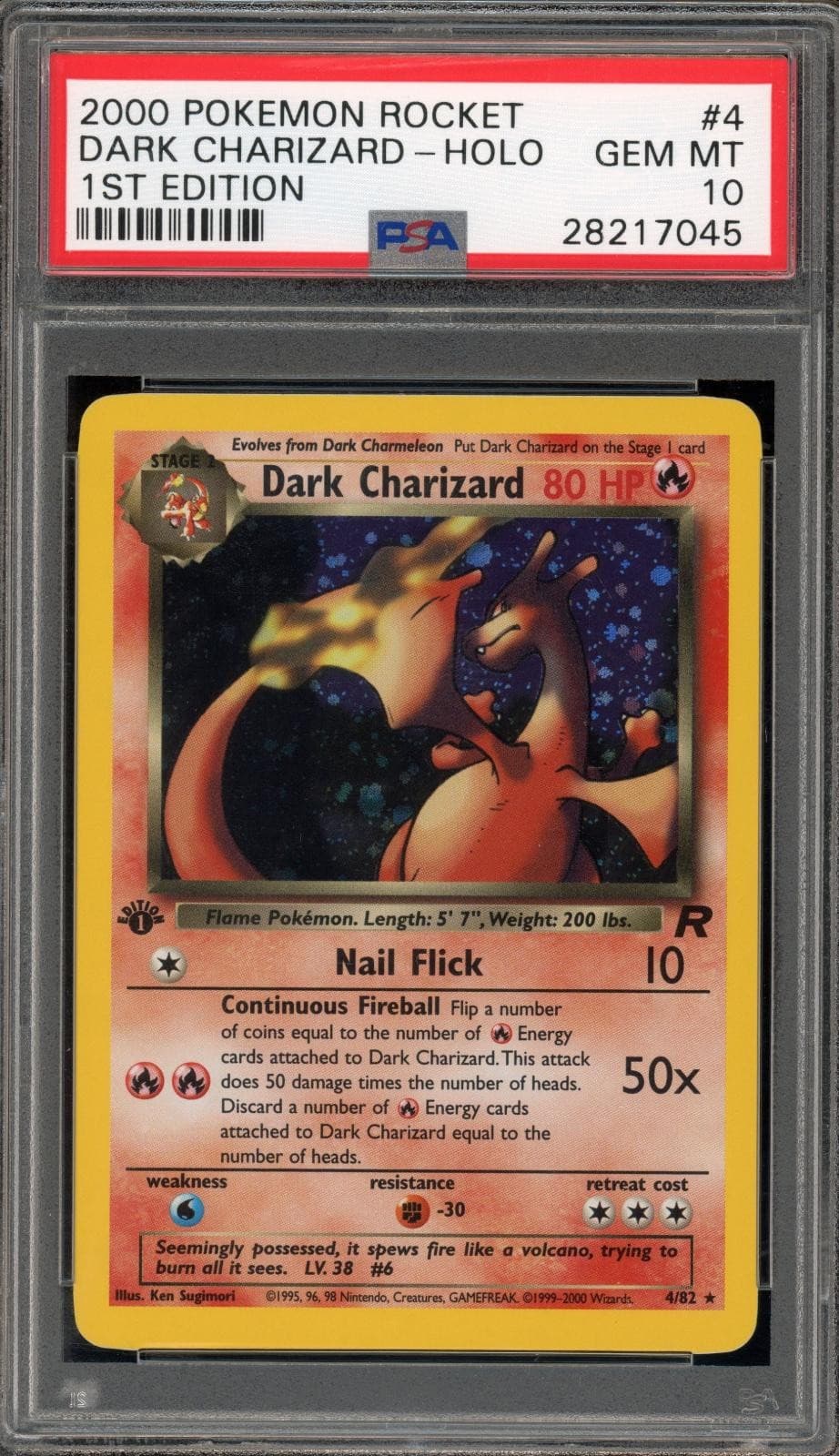 Pokemon Dark Charizard Holo Team Rocket 4 1st Edition PSA 10 Gem Mint