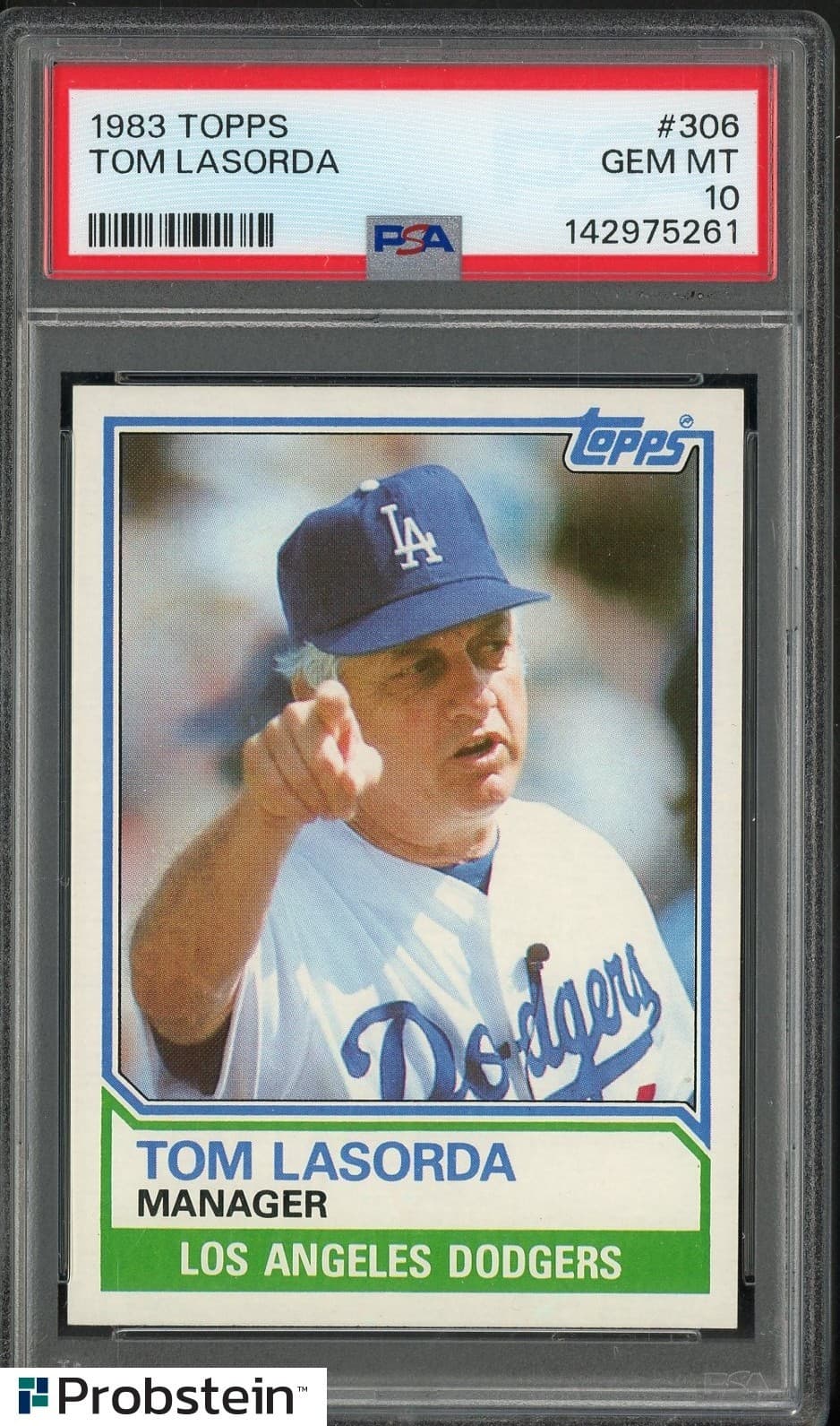 1983 Topps #306 Tom LaSorda Los Angeles Dodgers PSA 10 GEM MINT