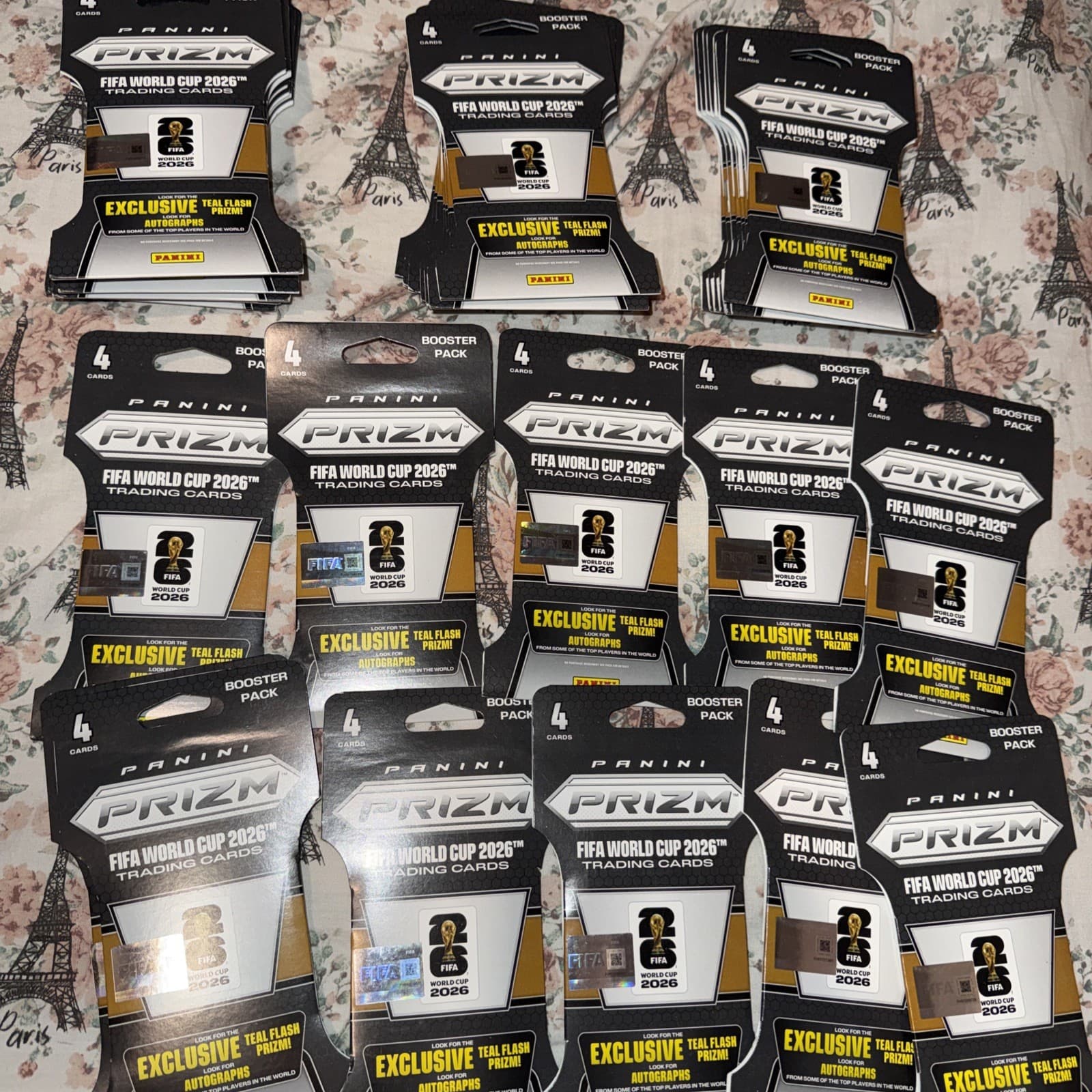 2026 Panini Prizm Fifa World Cup Soccer 4-Card Sleeved Booster Packs Lot of 34
