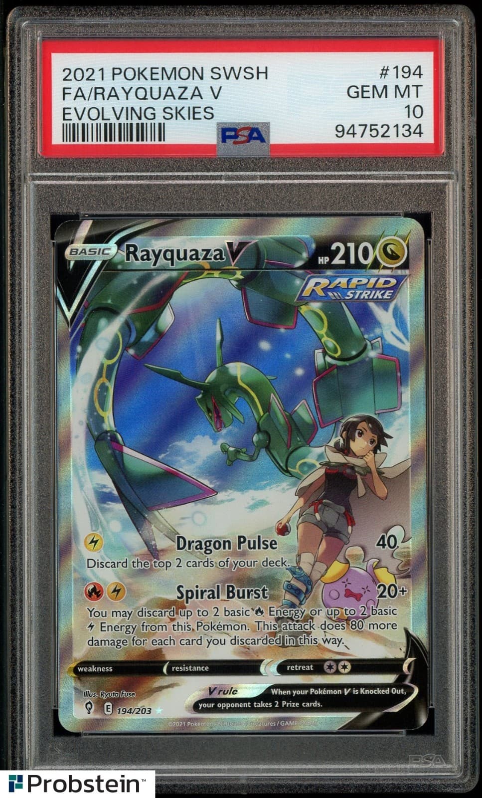 2021 Pokemon SWSH Evolving Skies #194 Full Art Rayquaza V PSA 10 GEM MINT