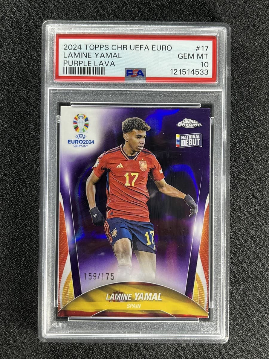 2024 Topps Chrome UEFA EURO Lamine Yamal #17 Purple Lava RC /175 PSA 10 GEM MT