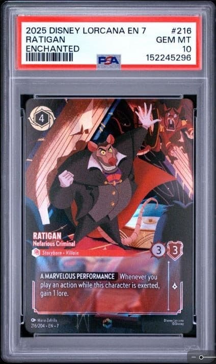 2025 Disney Lorcana EN7 Ratigan Enchanted #216 PSA 10 Gem