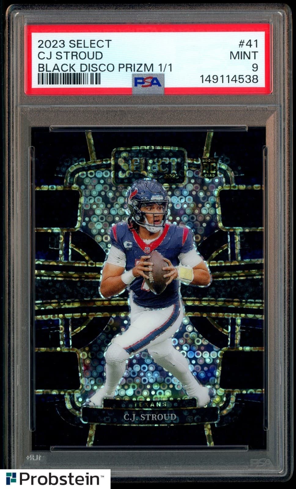 2023 Panini Select Black Disco Prizm #41 CJ Stroud RC Rookie 1/1 PSA 9 MINT