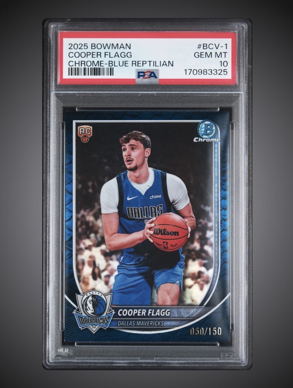 2025 Bowman Cooper Flagg #BCV-1  Blue Reptilian Refractor /150 PSA 10