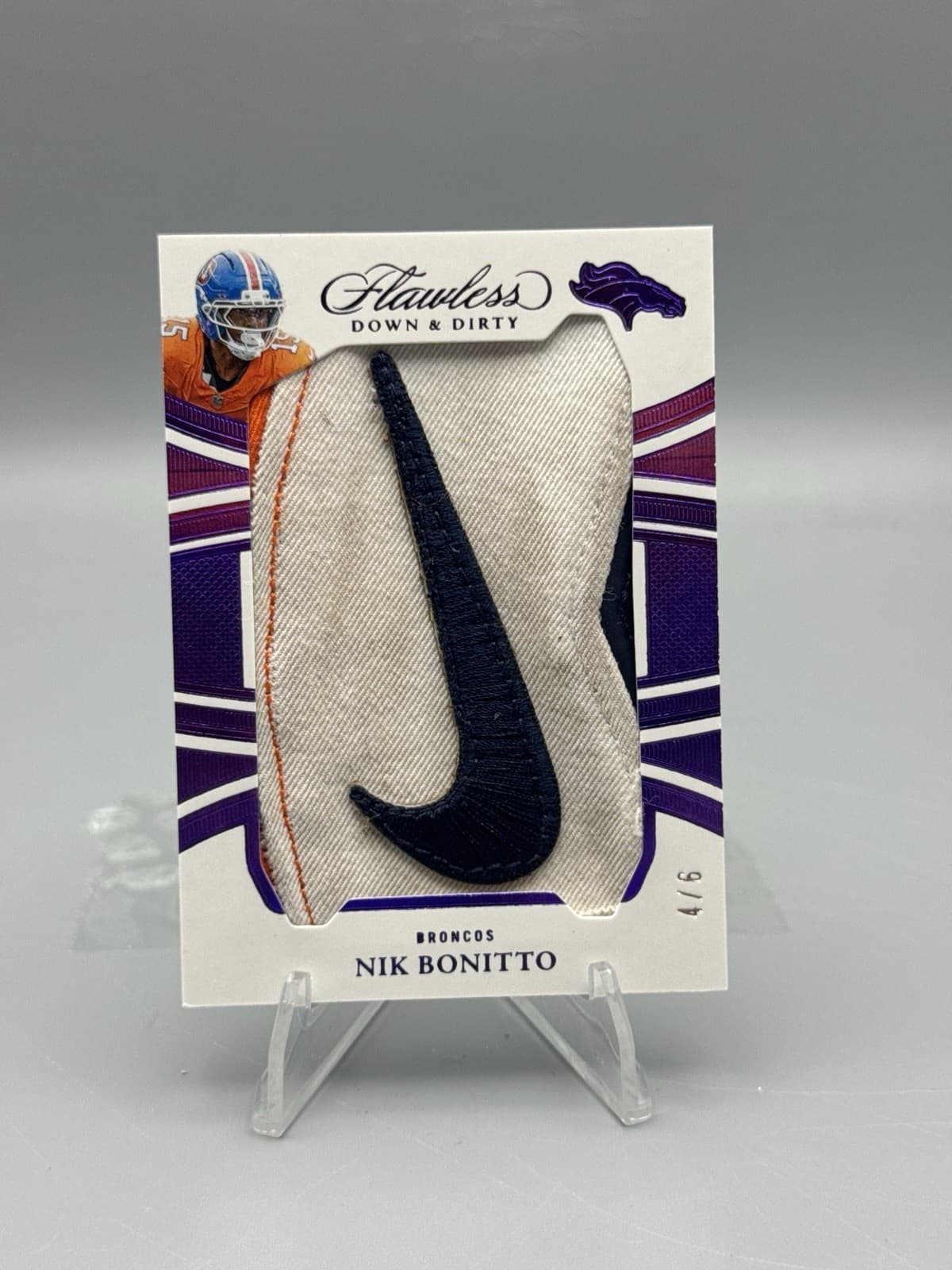 2025 Panini Flawless - Nik Bonitto Down & Dirty GAME USED Nike Swoosh Logo - 4/6