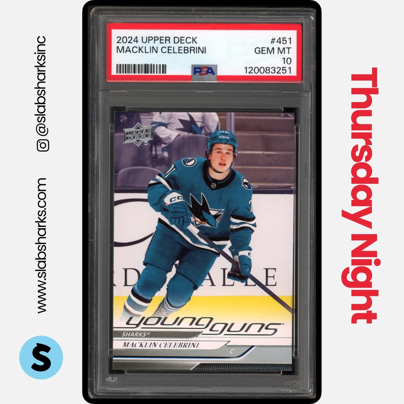 2024 UPPER DECK #451 MACKLIN CELEBRINI YOUNG GUNS RC ROOKIE PSA 10