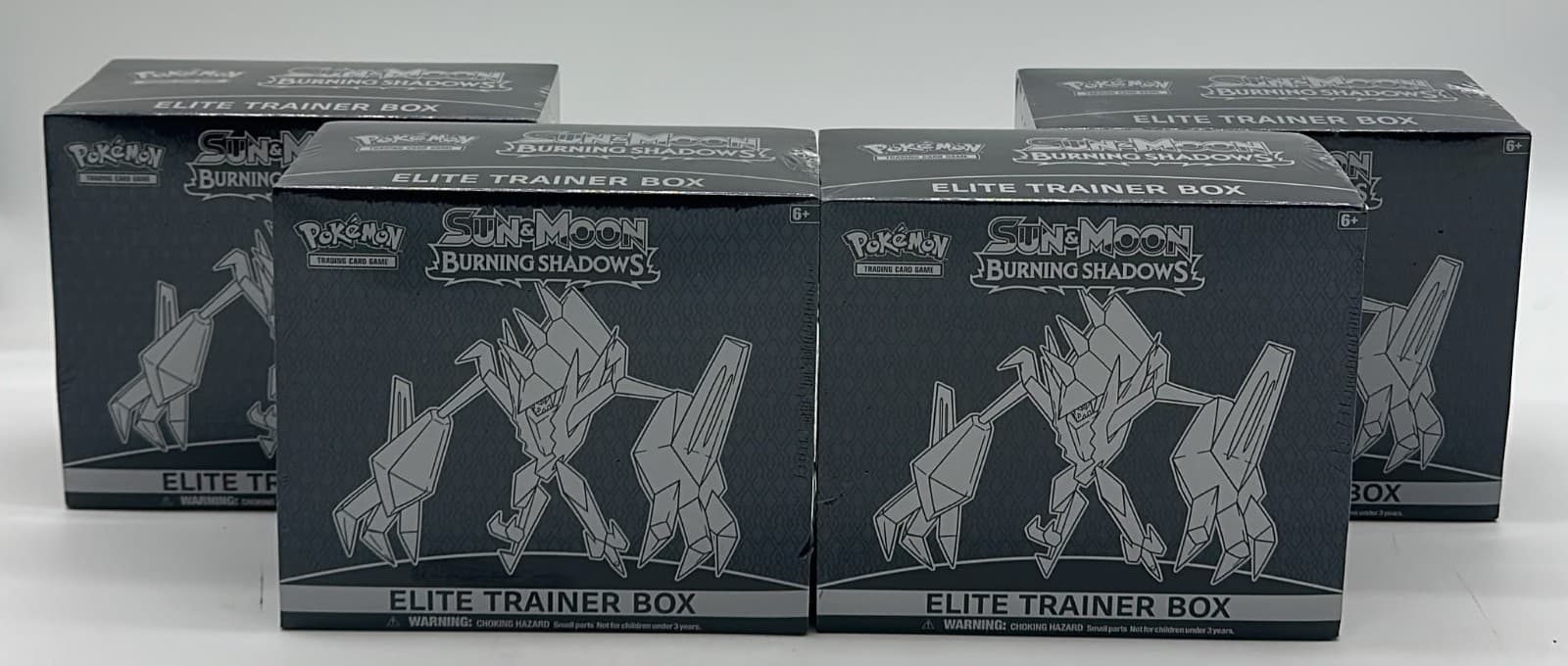 Lot of (4) Pokemon TCG Sun & Moon Burning Shadows Elite Trainer Boxes SEALED ETB