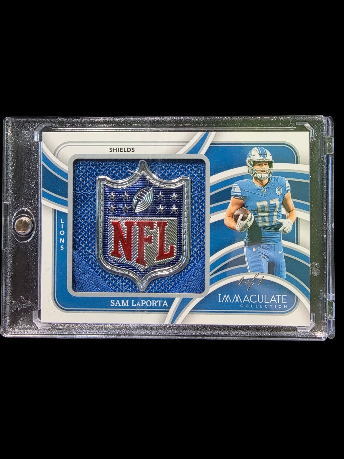 2024 Panini Immaculate Collection Shields Sam LaPorta #IL-SLA Patch NFL Shield
