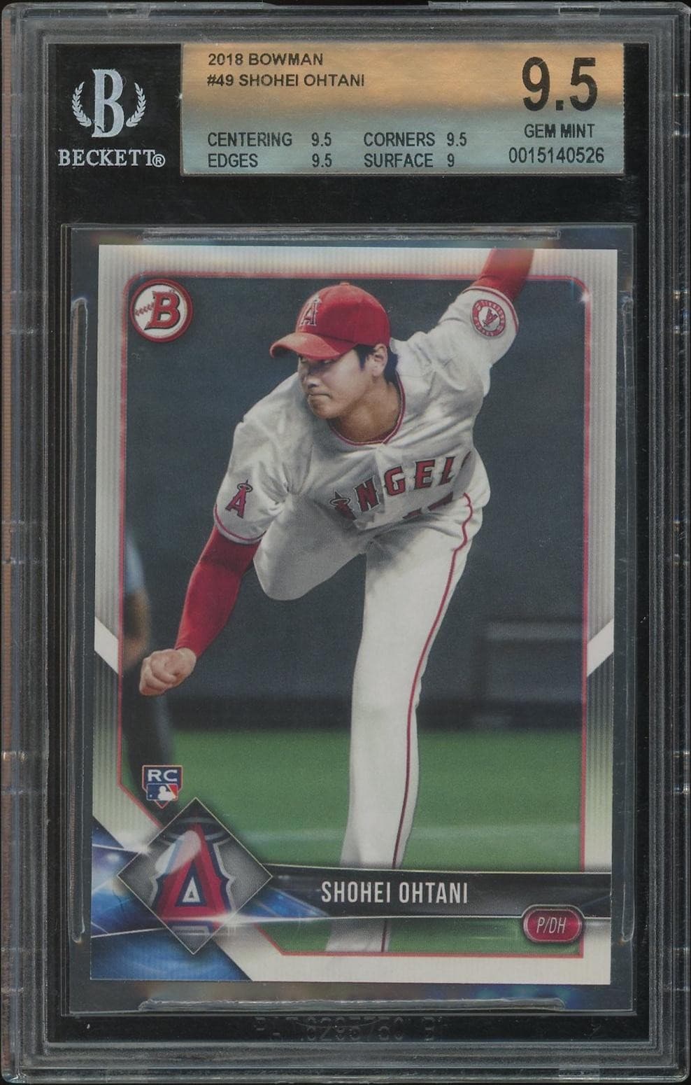 2018 Bowman Baseball #49 Shohei Ohtani Rookie BGS 9.5 (GEM MT)