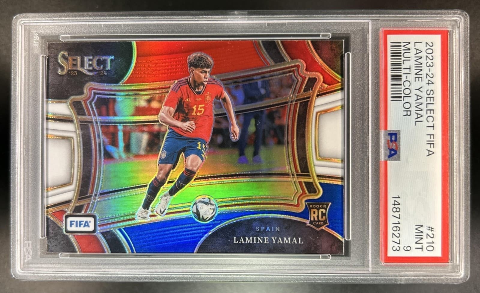 2023-24 Panini Select FIFA Lamine Yamal RC Multi Color Prizm #210 Spain PSA 9