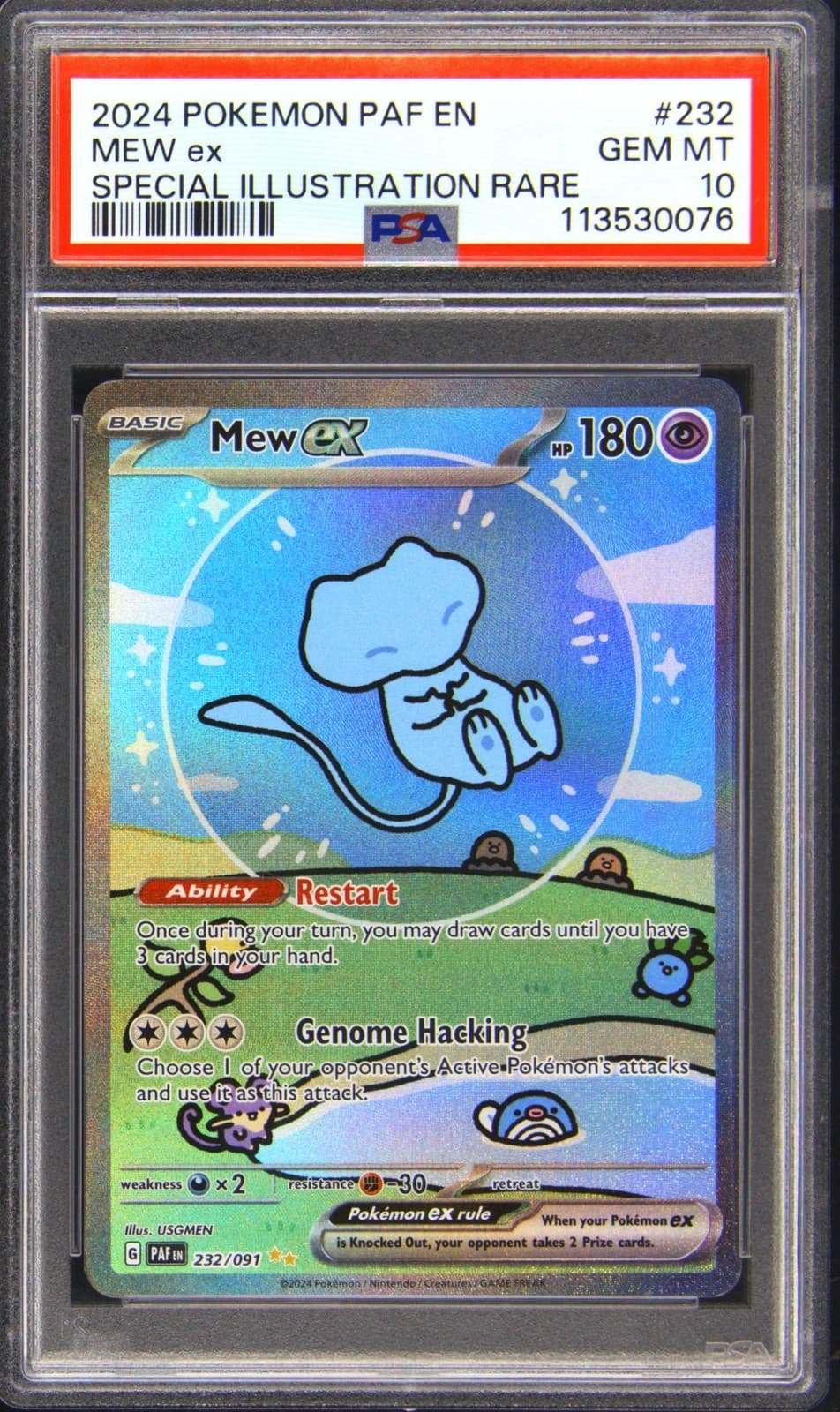 Pokemon 2024 Mew ex 232/091 SIR Paldean Fates (Bubble Mew) GEM MINT PSA 10