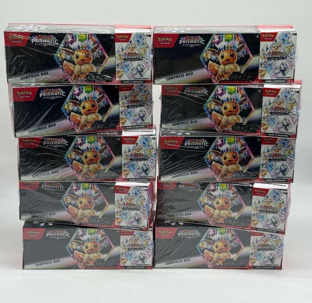 Lot of (10) Pokemon Prismatic Evolutions 2-Pack Surprise + Booster Bundle Box