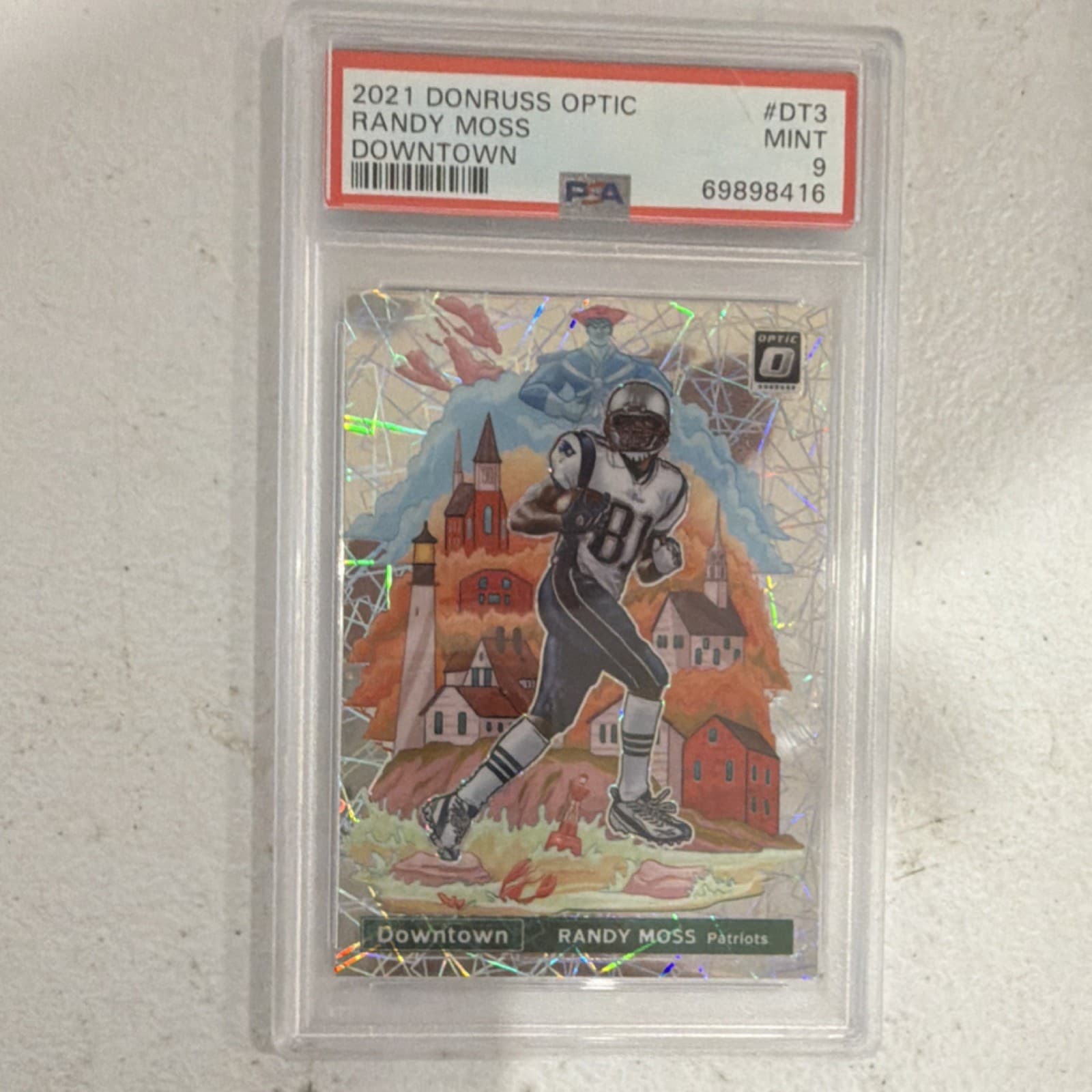 Panini Donruss Optic Downtown Randy Moss #DT-3 Patriots PSA 9 2021