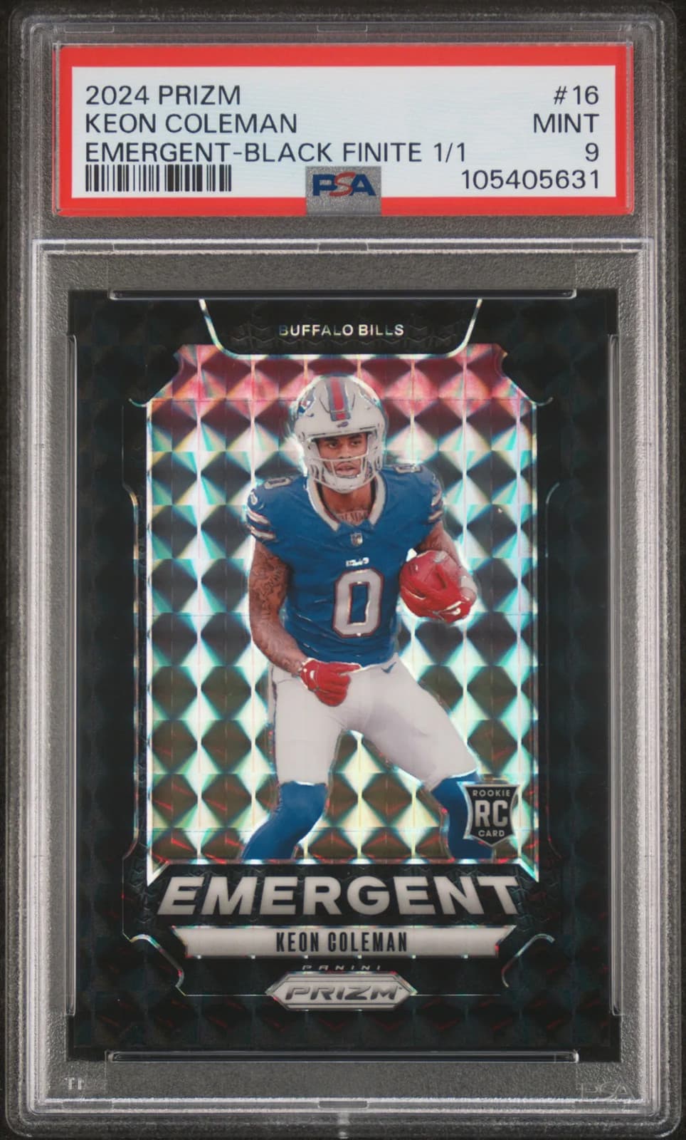 2024 Panini Prizm Emergent Keon Coleman #16 Black Finite 1/1 PSA 9