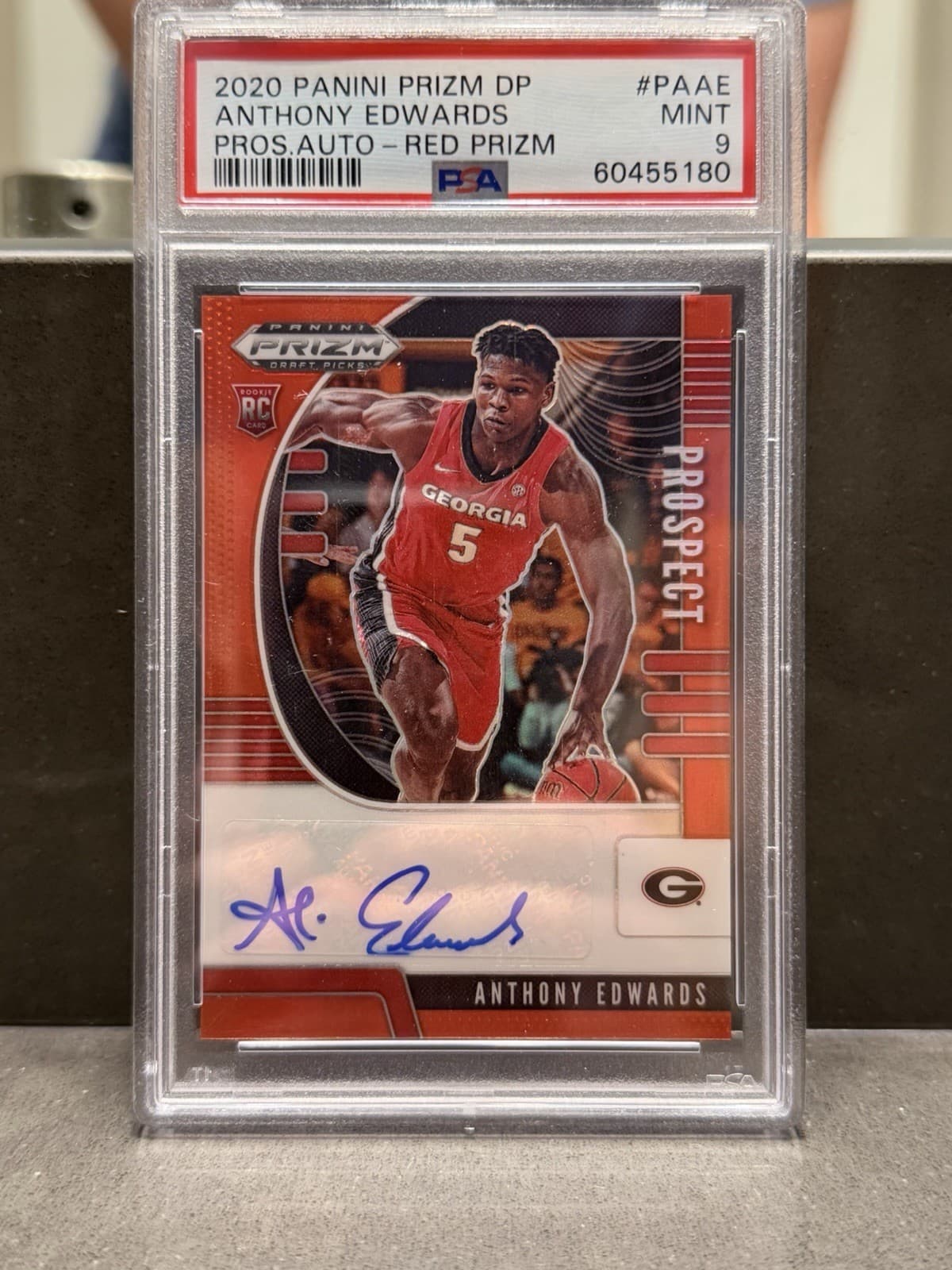 Panini Prizm Draft Anthony Edwards Auto Red Prizm /199 PSA 9 Rookie