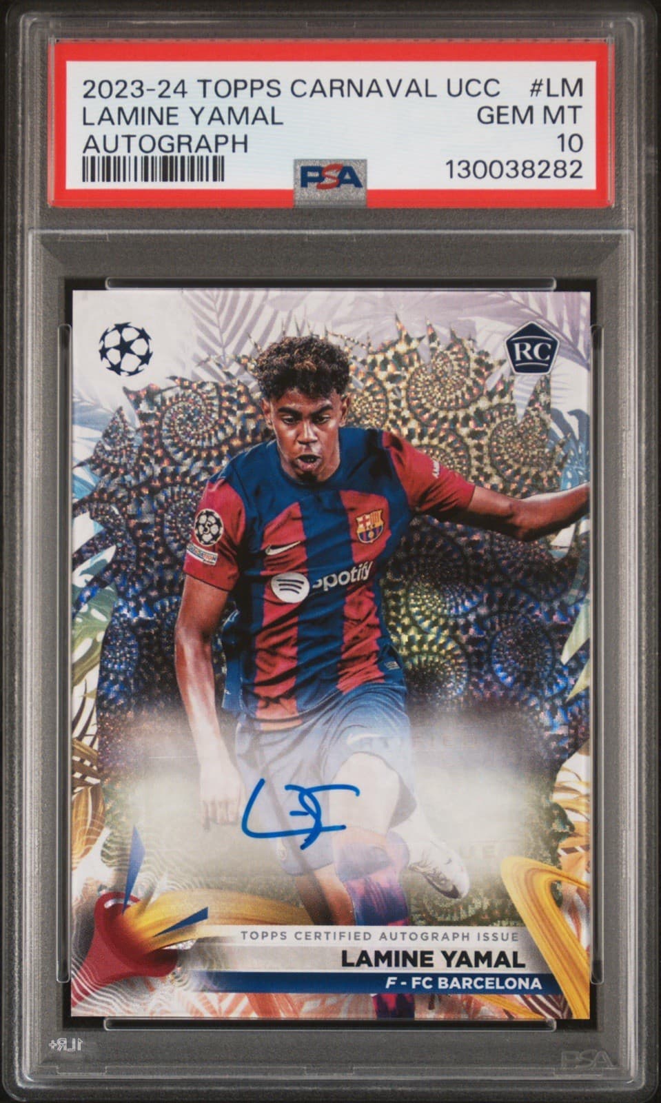 23/24 Topps UCC Carnaval Autographs Lamine Yamal Rookie Auto PSA 10
