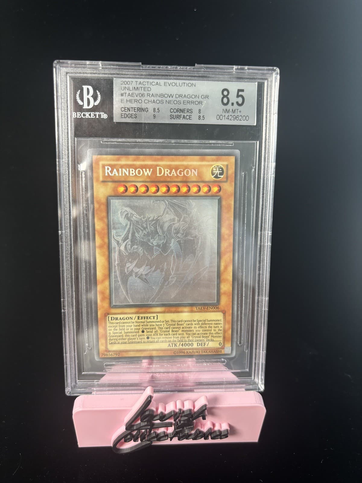 Yu-Gi-Oh Rainbow Dragon TAEV-EN006 Misprint BGS 8.5