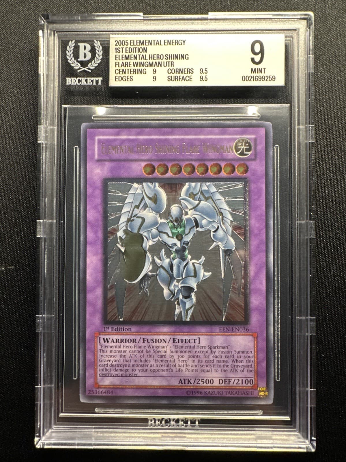 Yugioh! EEN-EN036 Elemental Hero Shining Flare Wingman 1st Edition UTR BGS 9