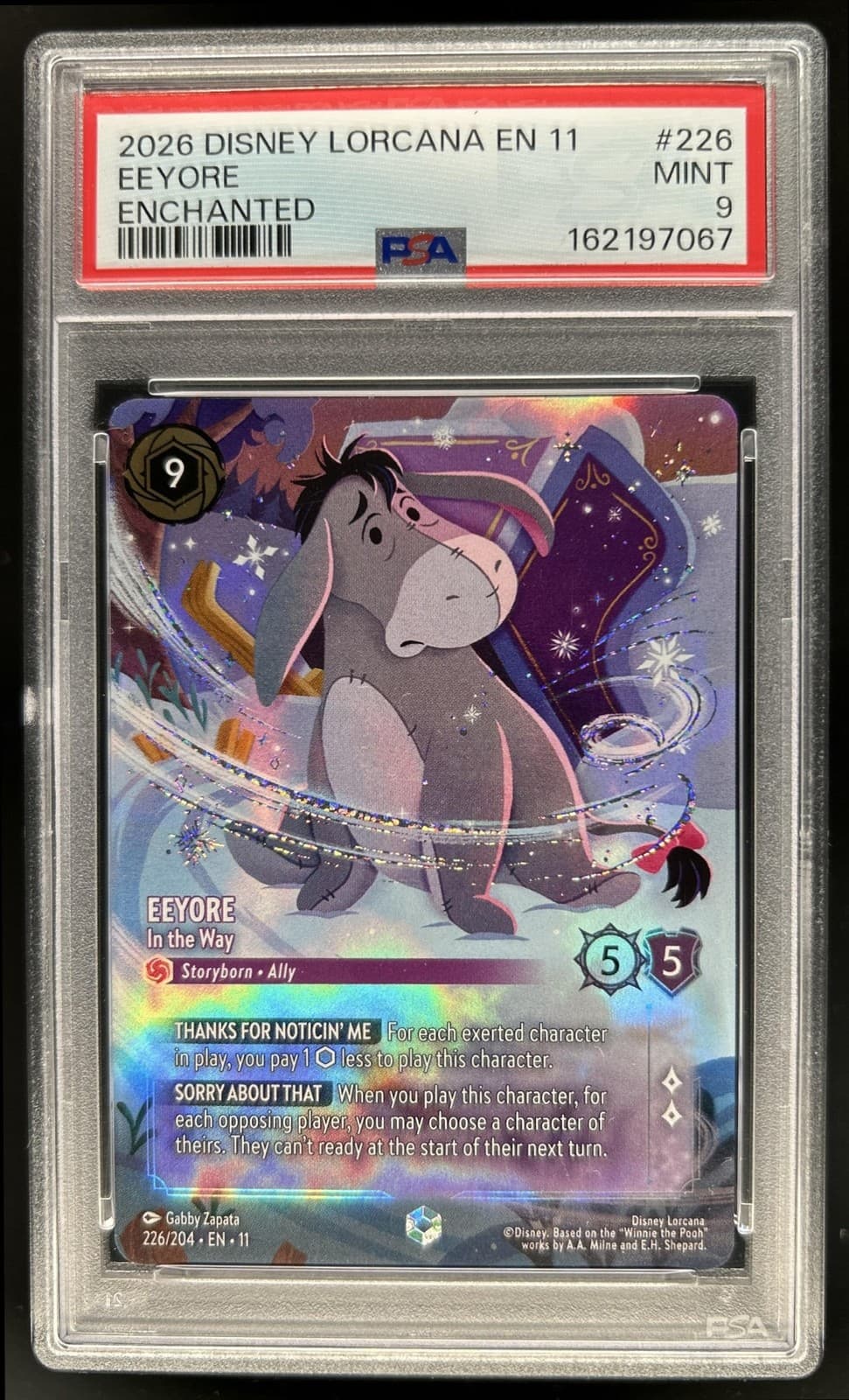 2026 Disney Lorcana: Winterspell Eeyore In the Way Enchanted #226/204 PSA 9