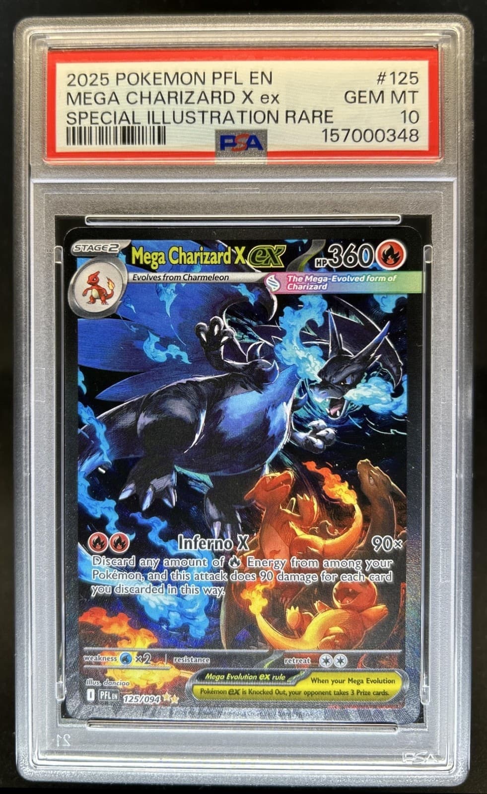2025 Pokemon PFL Mega Charizard X ex Special Illustration Rare #125/094 PSA 10