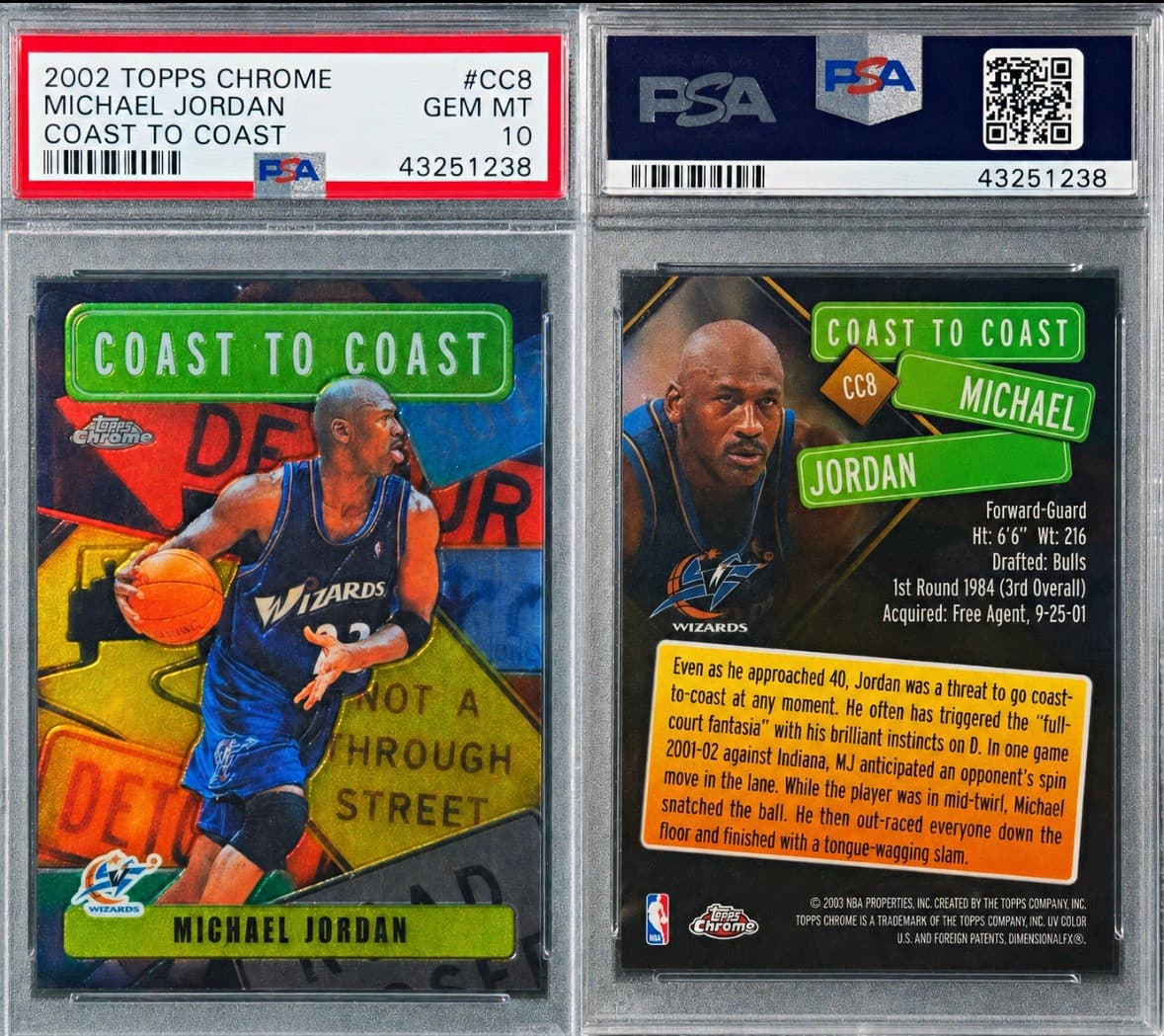 Topps 2002 Topps Chrome Michael Jordan Coast to Coast #CC8 PSA 10