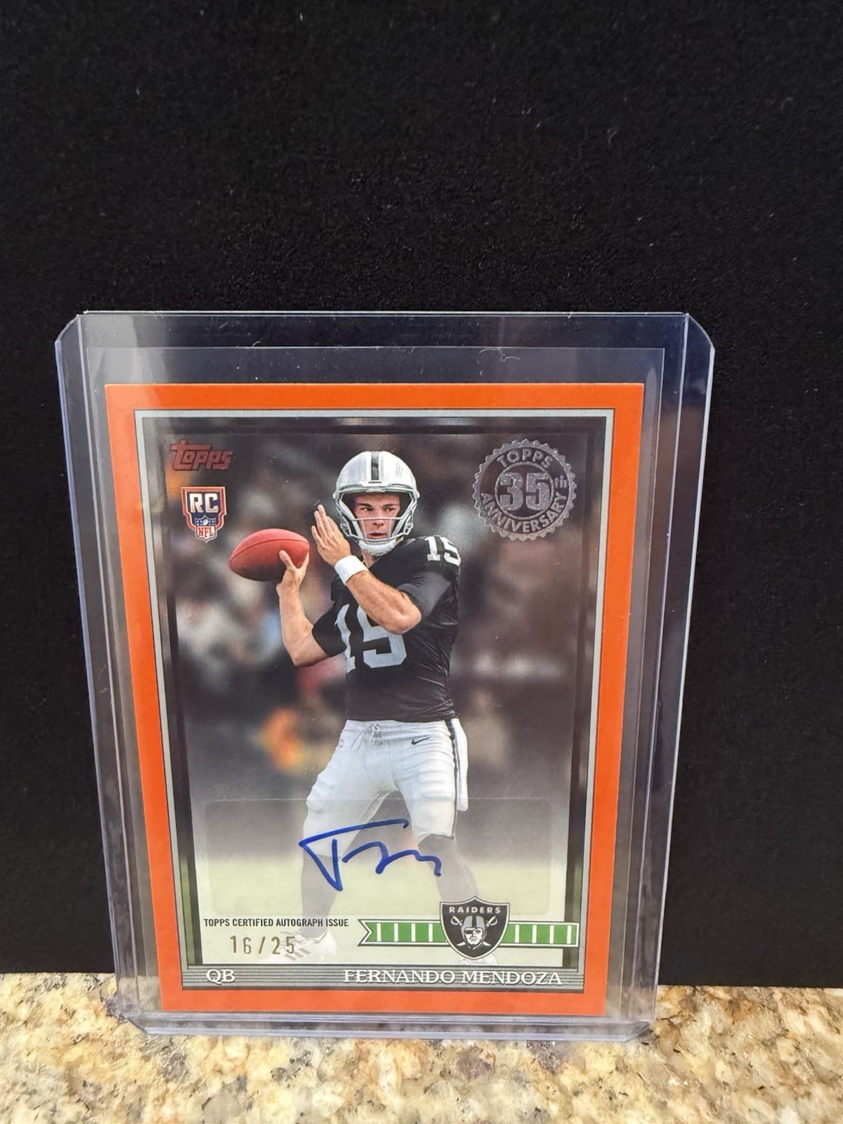 2026 Topps Flagship Football 35th "1991"  RC Auto Orange 16/25 Fernando Mendoza
