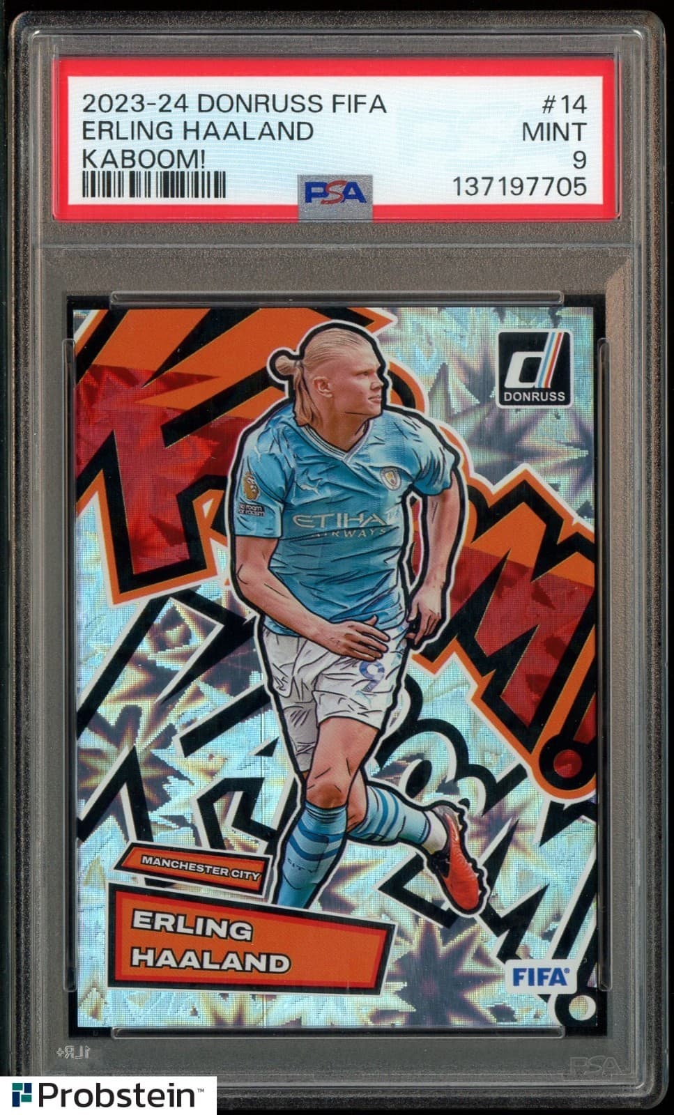 2023-24 Donruss Fifa Soccer KABOOM! #14 Erling Haaland SSP CASE HIT PSA 9 MINT
