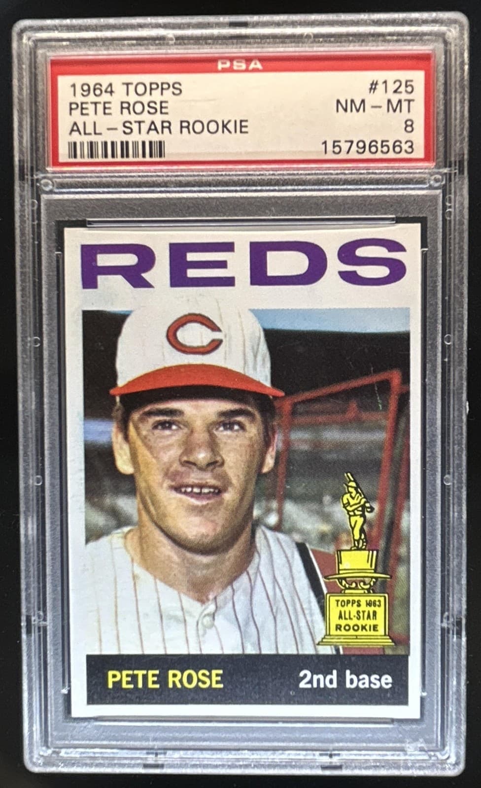 1964 Topps Pete Rose Super Rookie All-Star #125 Reds PSA 8