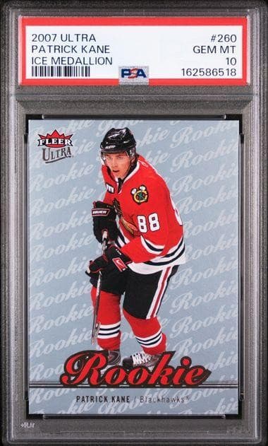 2007 Fleer Ultra Patrick Kane Ice Medallion Rookie /100 #260 PSA 10
