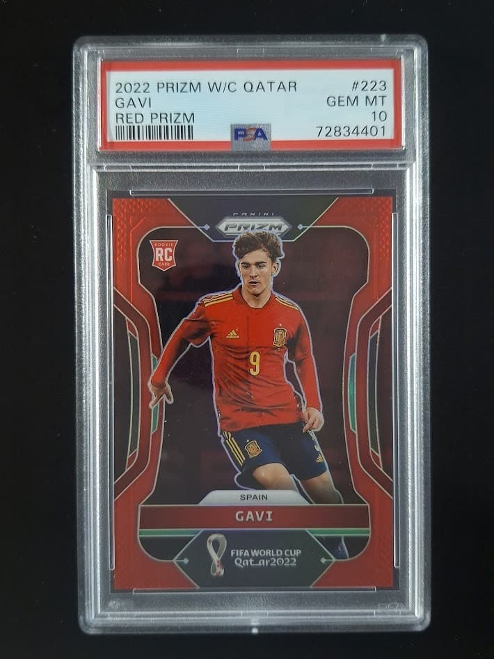 2022 Panini Prizm FIFA W/C GAVI 30/399 Rookie RC Red Prizm Spain #223 PSA 10